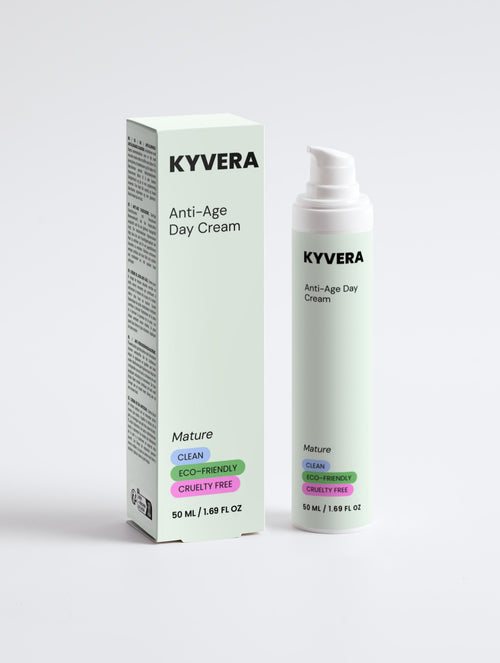 KYVERA Anti-Age Day Cream packaging and bottle for wrinkles, firmness, and daily hydration.