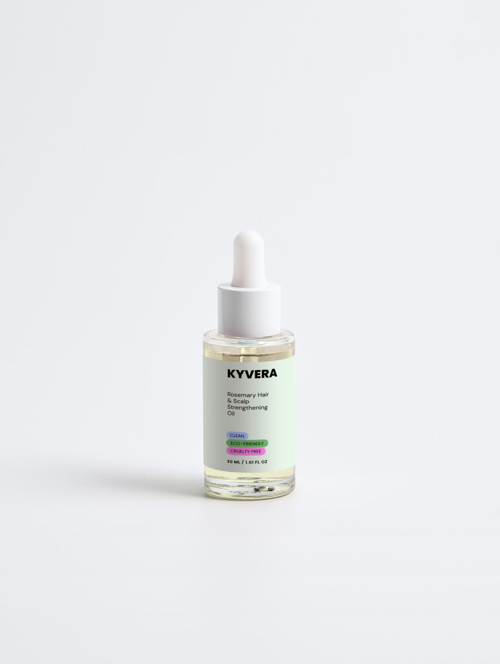 Rosemary Hair&Scalp Oil - Hydrating & Strengthening Hair Treatment in a dropper bottle on a plain background.