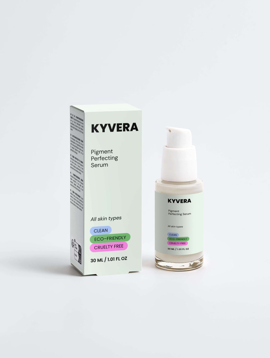 Skin Pigment Serum by KYVERA with packaging, designed to correct, brighten, and restore skin glow.