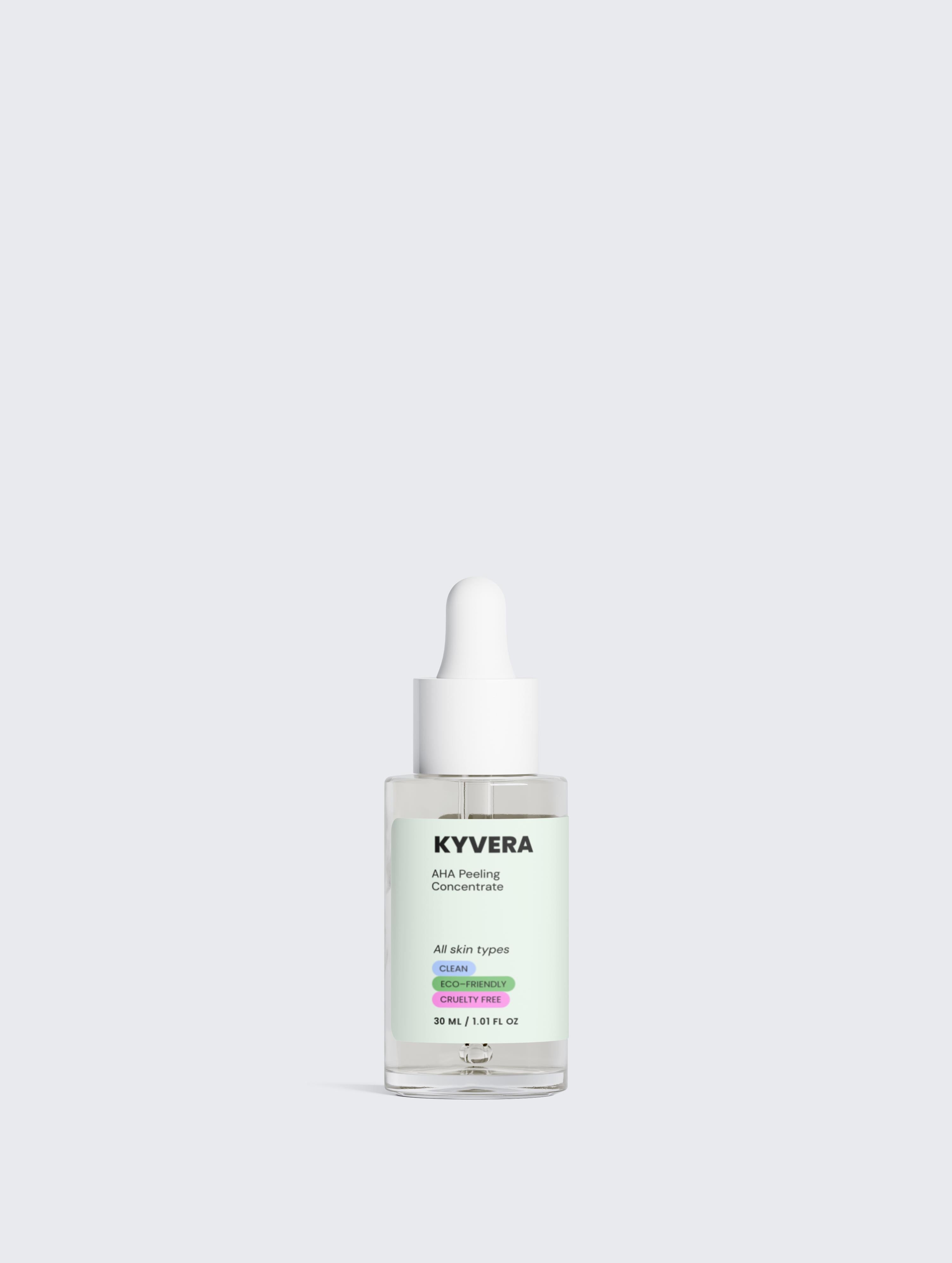 AHA Peeling Concentrate designed by Kyvera to exfoliate,brighten,and improve skin texture