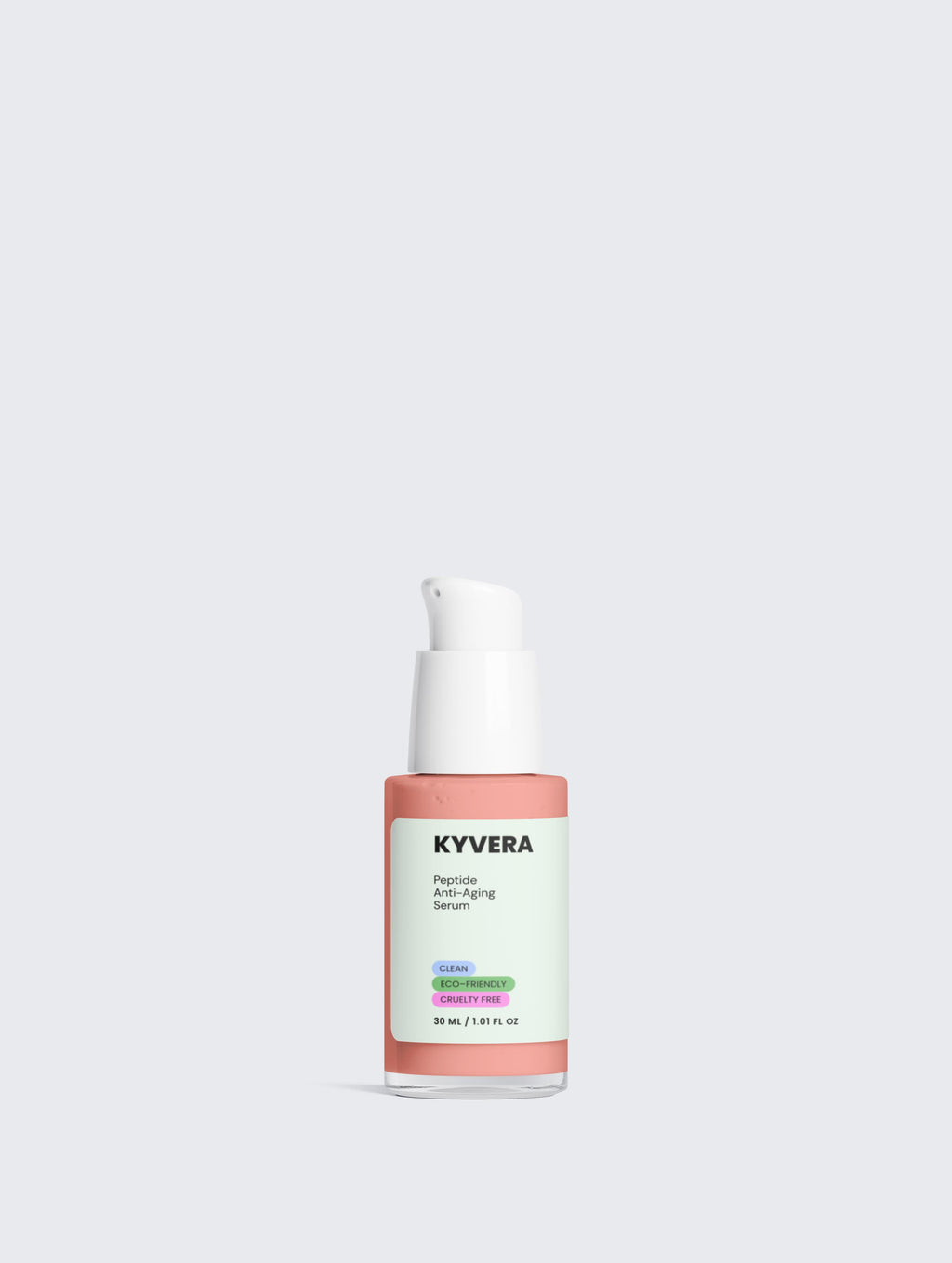 Peptide Anti-Age Serum bottle with pump for wrinkles, fine lines, and firm skin treatment.