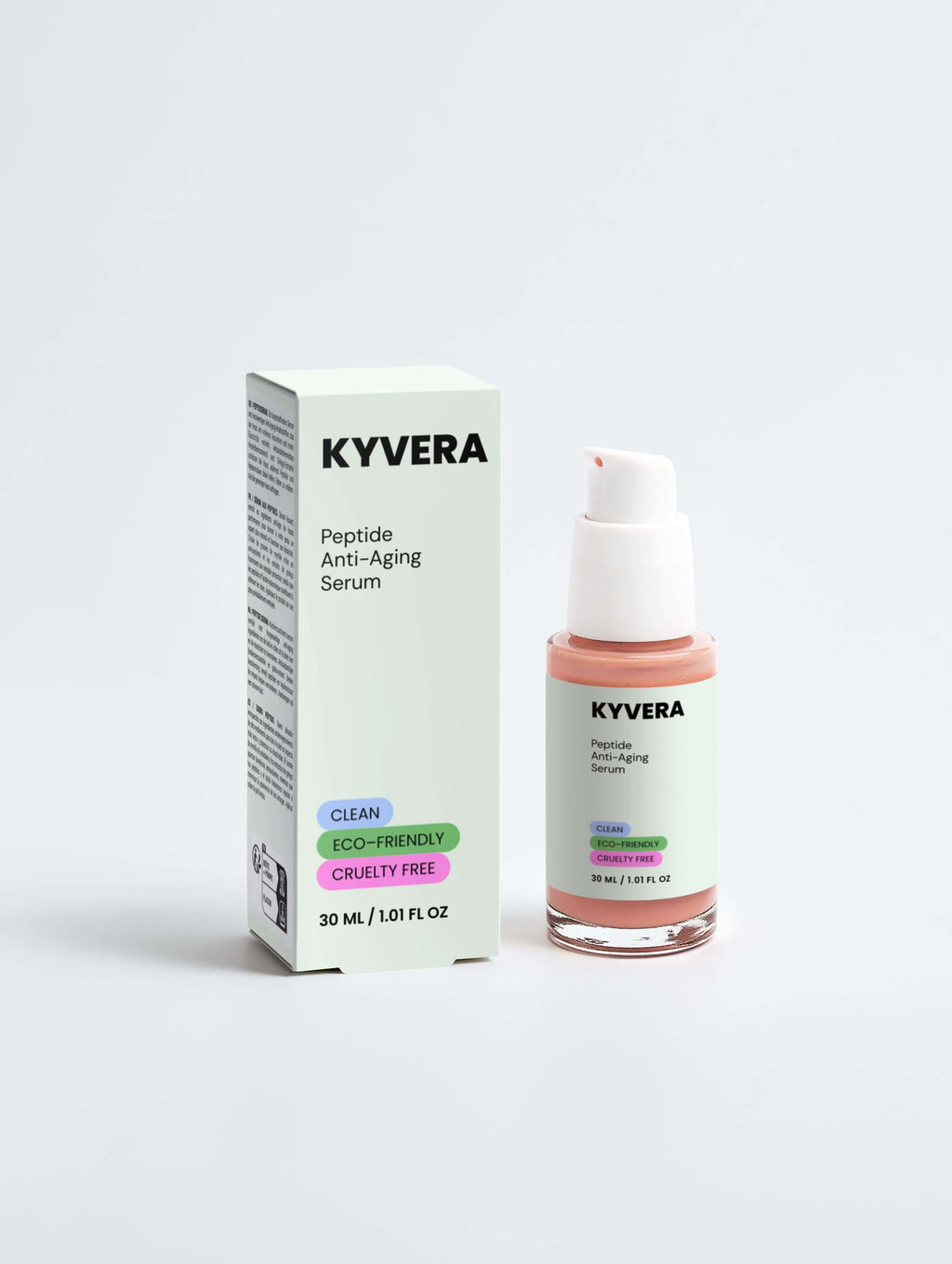 Peptide Anti-Age Serum for wrinkles and fine lines in eco-friendly packaging from KYVERA.