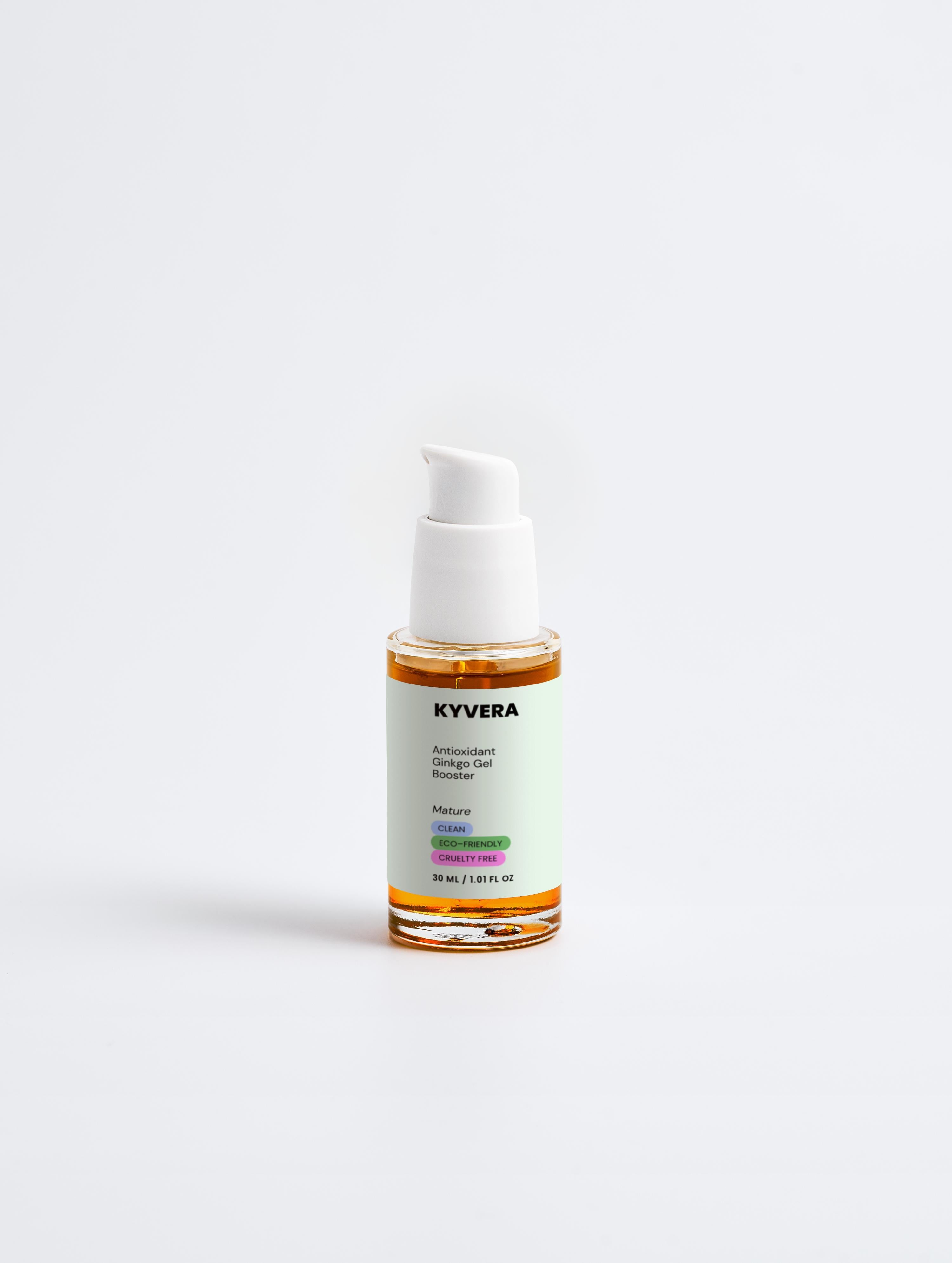 Antioxidant Ginkgo Gel Booster by Kyvera, a Ginkgo Face Serum for refreshed and protected skin.