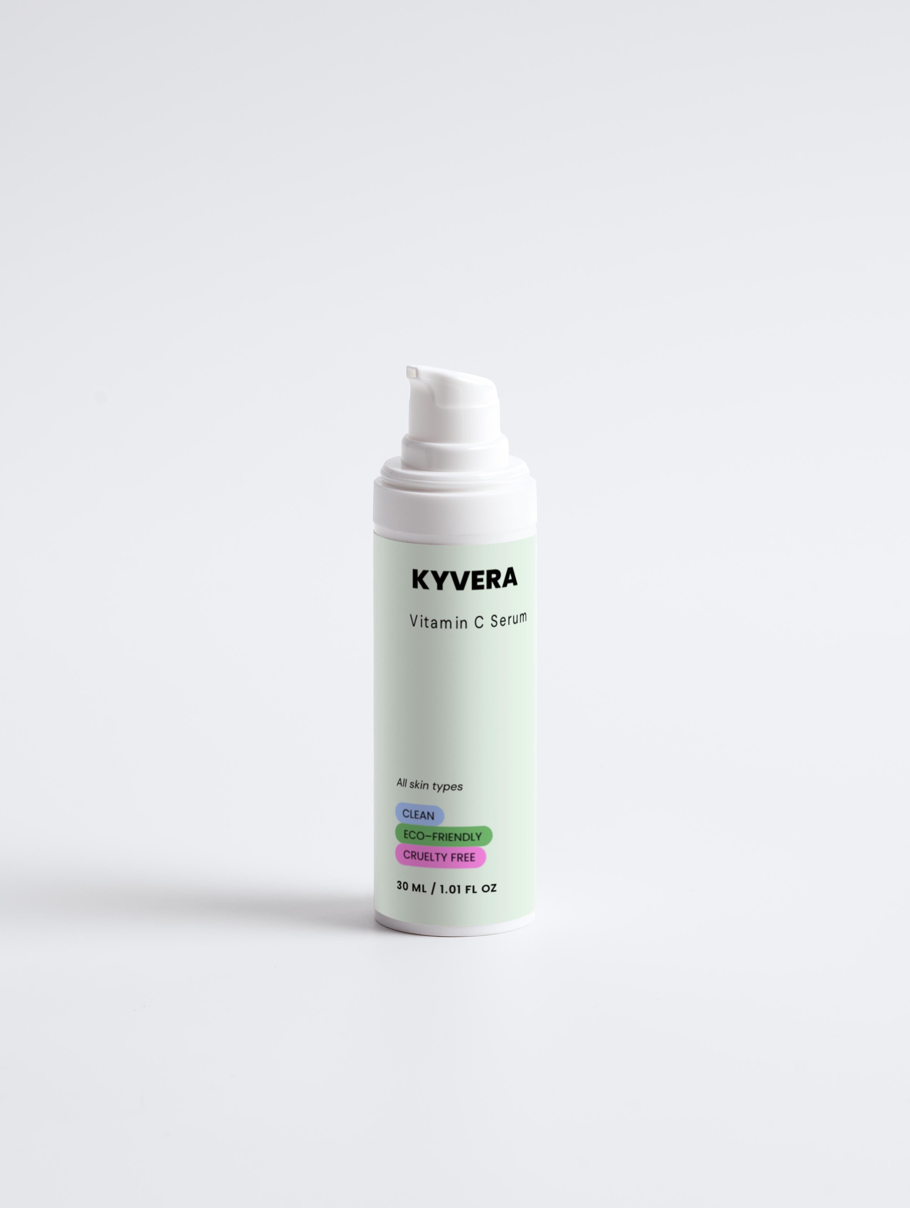 KYVERA Vitamin C Serum bottle for radiant skin, brightening and improving overall skin health.